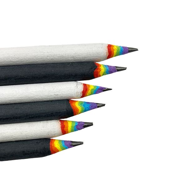 

paper rainbow pencil seven color red roll 2b lead creative environmental protection gift, Black;red
