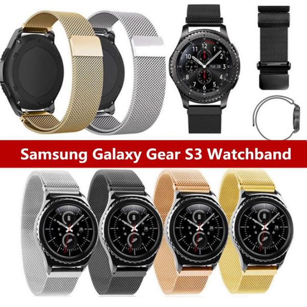 

watch bands 20mm 22mm milanese watchbands for samsung galaxy gear s2 s3 classic frontier r760/765/770 meta smart strap, Black;brown