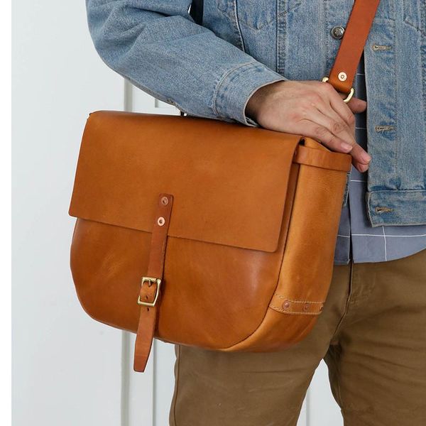 

briefcases retro fashion genuine leather men's large capacity shoulder bag handmade design office business messenger briefcase