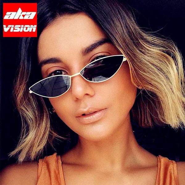 

sunglasses aka vision small cateye women 2021 vintage mirror eyewear women/men brand designer glasses, White;black