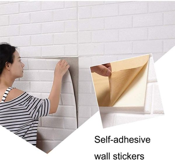 

wallpapers 3d brick wall sticker white pe foam stickers self-adhesive panel tv background paper for home renovation