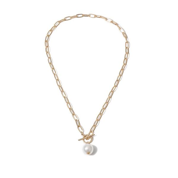 

pendant necklaces 2021 trendy pearl ot-buckle necklace alloy choker for women accessories fashion jewellery, Silver