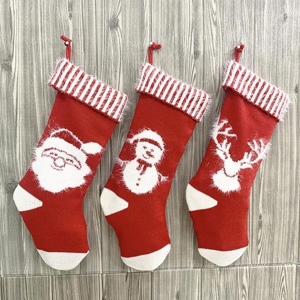 

christmas decorations knitted socks gift bag fireplace hanging decoration deer frame tree candy cute exquisite decor