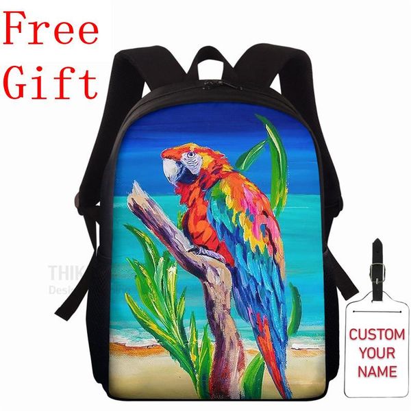 

school bags 15inch backpacks 3d parrot printing backpack cartoon multi purpose girls schoolbag big capacity kids book mochila
