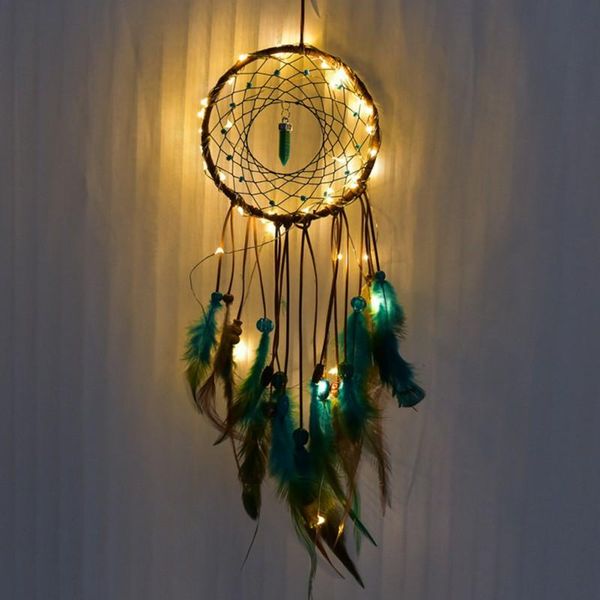 

zr-decorative lamp good luck gift metal horseshoe catcher led handmade feather night wall-mounted room decoration decorative objects & figur