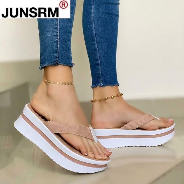 

women's casual slippers summer fashion plus size female sandals comfortable solid thick bottom women flip flops outdoor, Black
