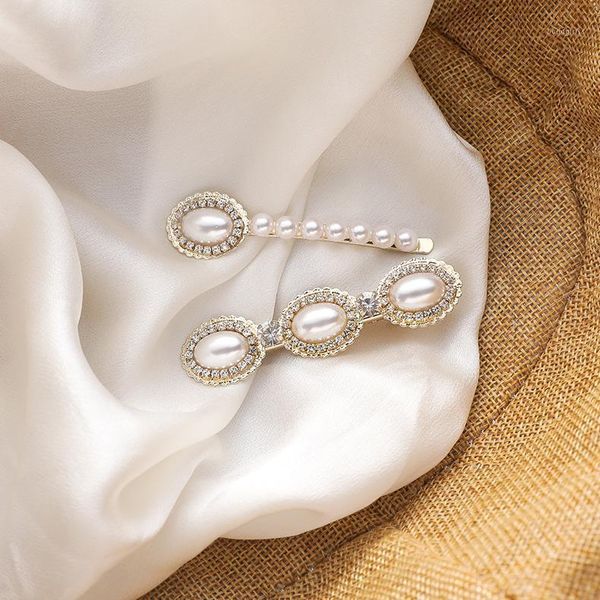 

arrival big oval pearl rhinestone barrettes hair clips sets for women girls fashion accessories hairpins wholesale1