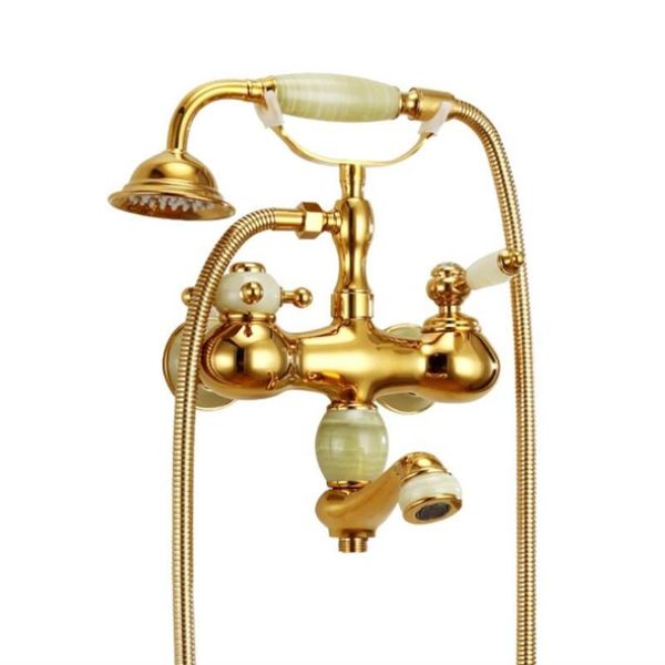 

new brass and jade gold bathroom shower set wall mounted bathroom bathtub tap