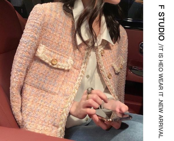

coat women female white tweed basic jacket single breasted clothing outerwear channel za suit cropped stripeed outerwear, Black;brown
