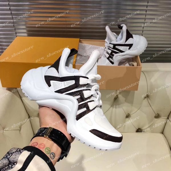 

mens womens retro arch breathable sneakers shoes beautiful platform casual leather dad sneaker dress tennis boots chaussures, Black