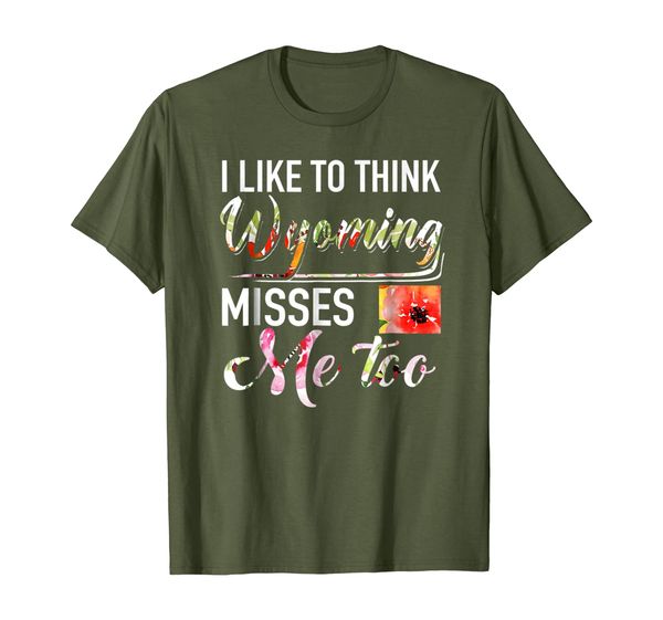 

i like to think wyoming misses me too floral t-shirt, White;black