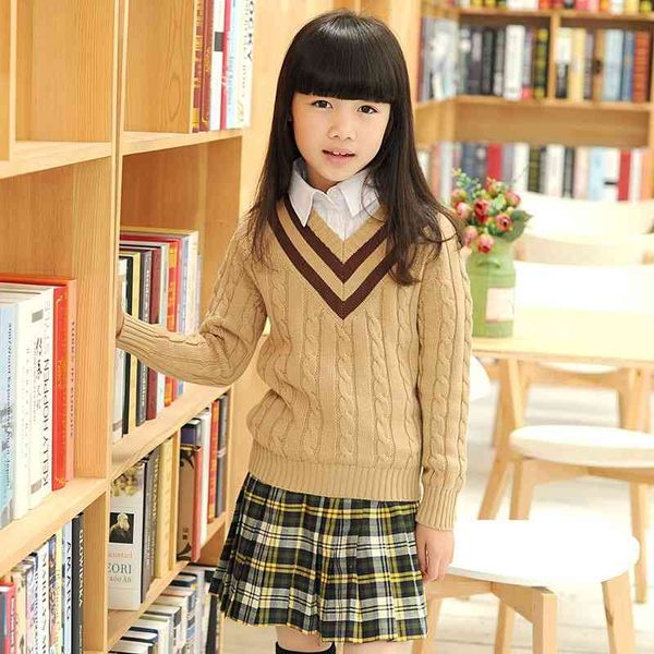 

girls' v-neck long sleeve pullover autumn sweater girls' new korean children's wear, Black;white
