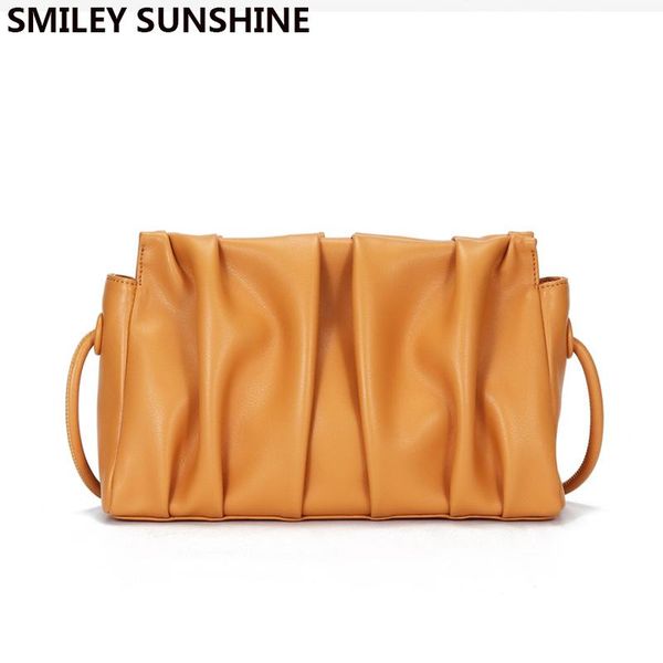 

evening bags 100% genuine leather large clutch bag cloud women shoulder pleated cross body flap totes handbag ladies wumen hand