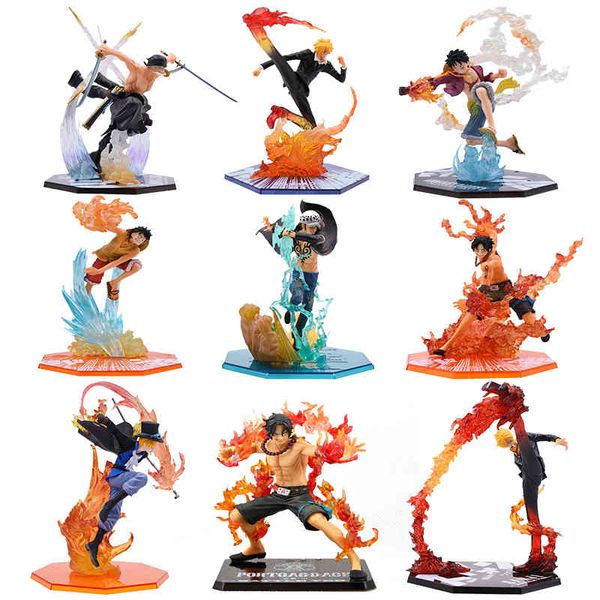 Uma peça Anime MonkeyDluffy Roronoa Zoro Sanji Lei Trafalgar Porgasd Ace PVC Ação Modelo Coleção Cool Figura Figura Brinquedo X0503