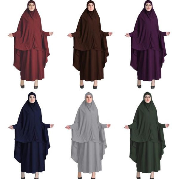 

ethnic clothing eid muslim 2 piece prayer garment hijab dress set women long khimar skirt jilbab abaya ramadan islamic niqab musulman ensemb, Red