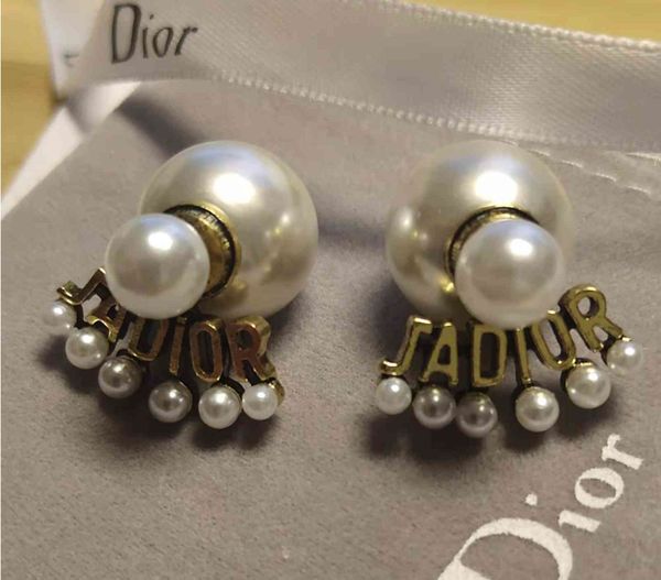 

dio/christian europe and america jewelry wholesale pearl earrings fashion after size of the pearl earrings, Red;brown