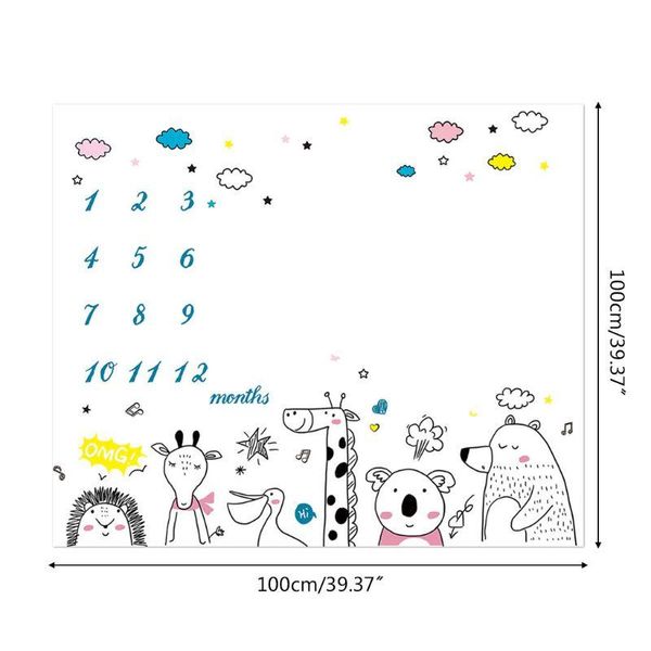 

blankets & swaddling l21f baby monthly record growth milestone blanket born cute animal pattern cloth