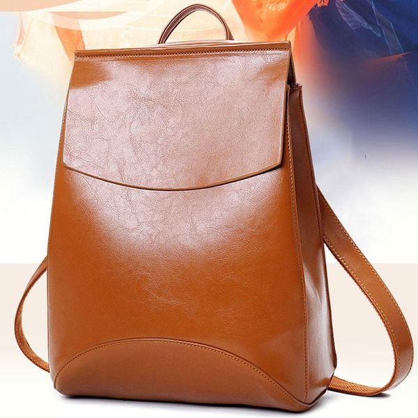 

backpack leather women's students trendy personality leisure shoulder bag multi function travel retro creative