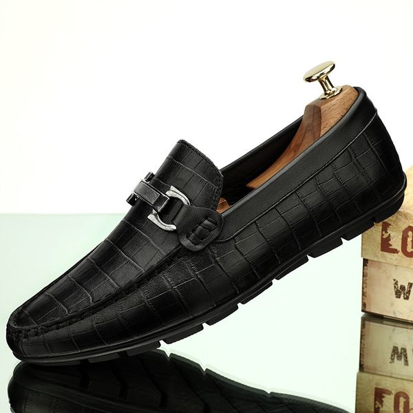 

2021 new autumn and winter one foot lazy doudou men's british casual office business large shoes, Black