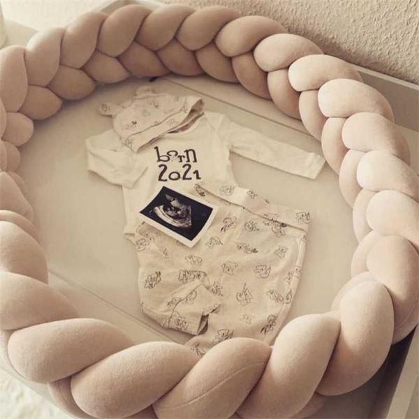 

1m/2m/3m/4m baby braided crib bumper crib bedding set for baby boy girl braid knot pillow cushion room decor 211025