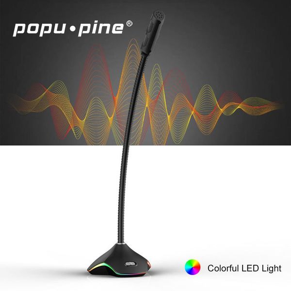 

popu pine usb microphone condenser recording led lights noise cancelling video for pc lapmicrophones