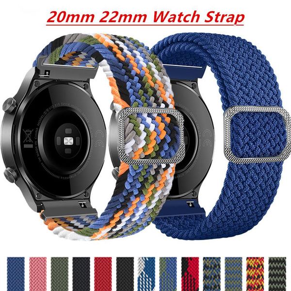 

watch bands 20mm 22mm strap for samsung galaxy gear s3 42/46mm active 2 adjustable weave elastic huawei gt2 pro wristbands, Black;brown