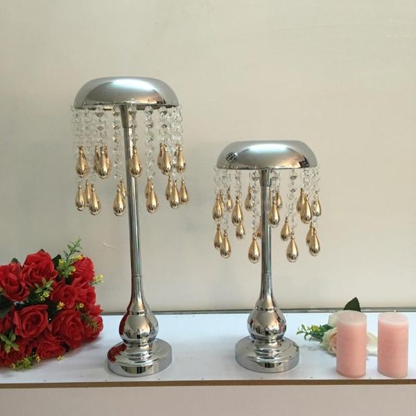 

european style handmade hangging crystal iron trumpet vases party decoration