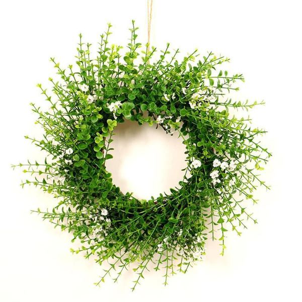 

decorative flowers & wreaths artificial eucalyptus leaves wreath simulate plants hanging pendant for home door garland decor