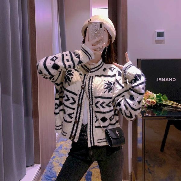 

women's sweaters female plus size jacket, retro loose flavor of hong kong, niche, fried street, vintage style, japanese style mbub, White;black