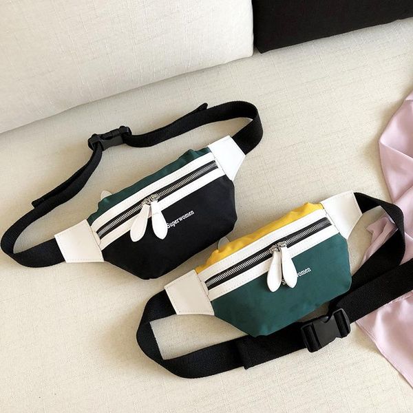 

waist bag women 2021 canvas leisure panelled fanny pack for girls letter bum packs fashion chest crossbody belt bags