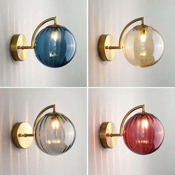 

postmodern minimalist living room background stained glass ball wall lamp nordic creative personality bedroom bedside