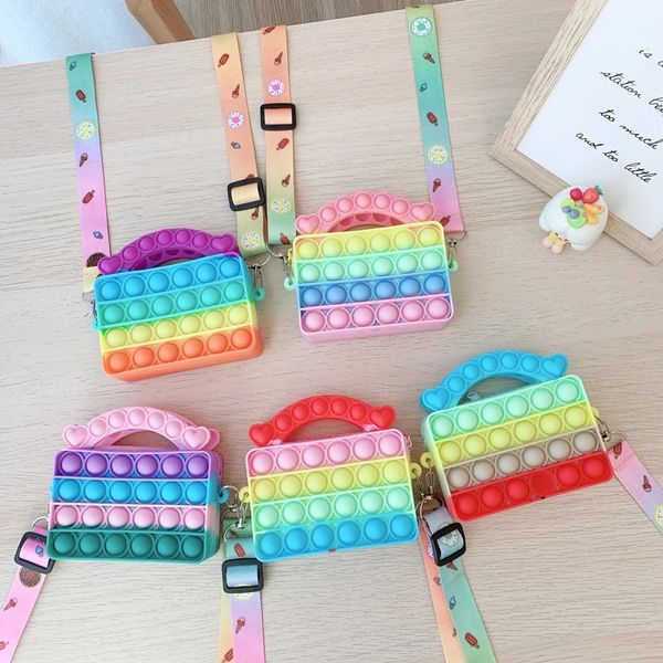 

new fidget toy coin purse simple push bubble silicone wallet anti-stress children toy handbag christmas gift