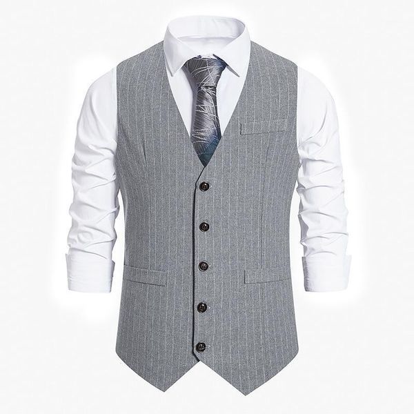

men's vests parklees mens striped suit vest formal casual slim fit business gentleman jacket single breasted waistcoat blazer men, Black;white