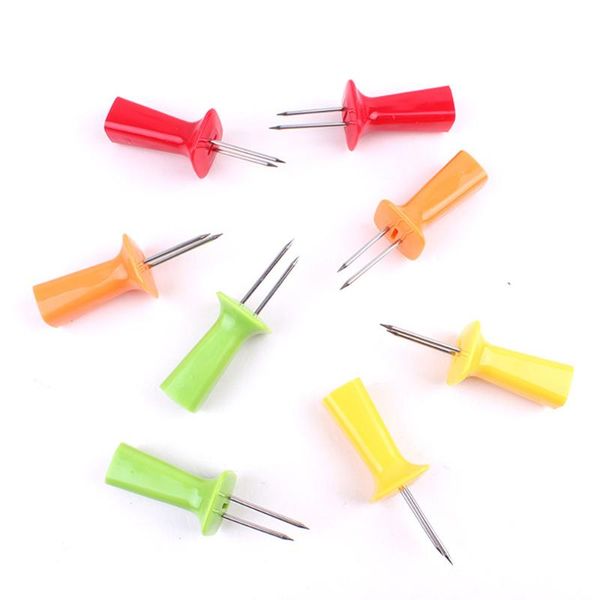 

forks 8pcs stainless steel corn fork grilling skewers barbecue piece fruit cob sticks for camping picnic (random c