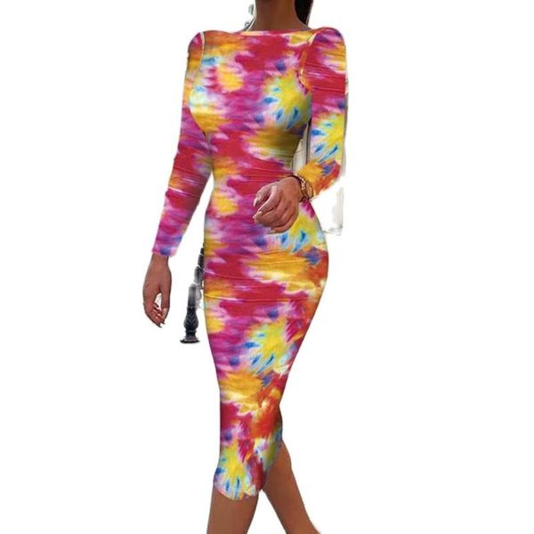 

casual dresses pencil dress hollow out breathable women tie dye print backless autumn winter party, Black;gray