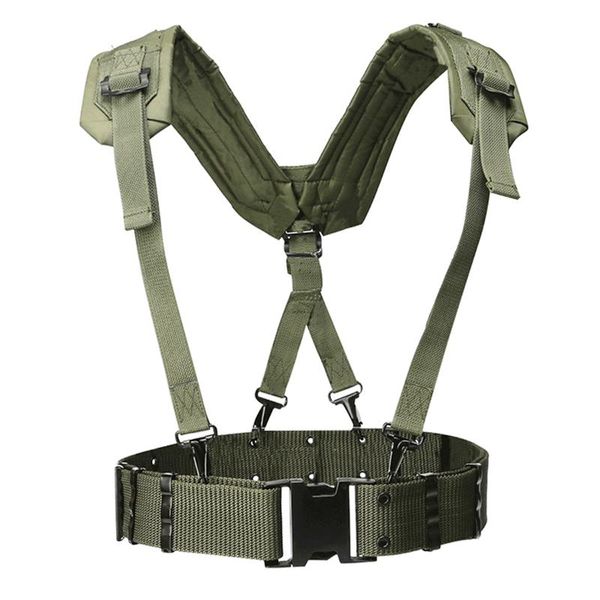

waist support tactical belt molle army convenient combat eas h shaped adjustable soft padded portable hunting chest, Black;gray