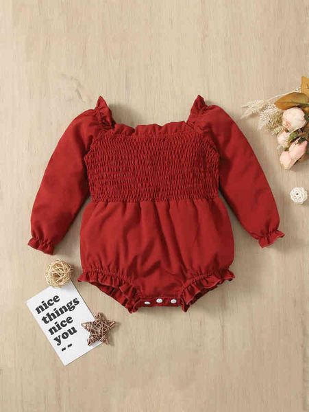 

baby shirred flounce sleeve frill trim bodysuit she, Blue