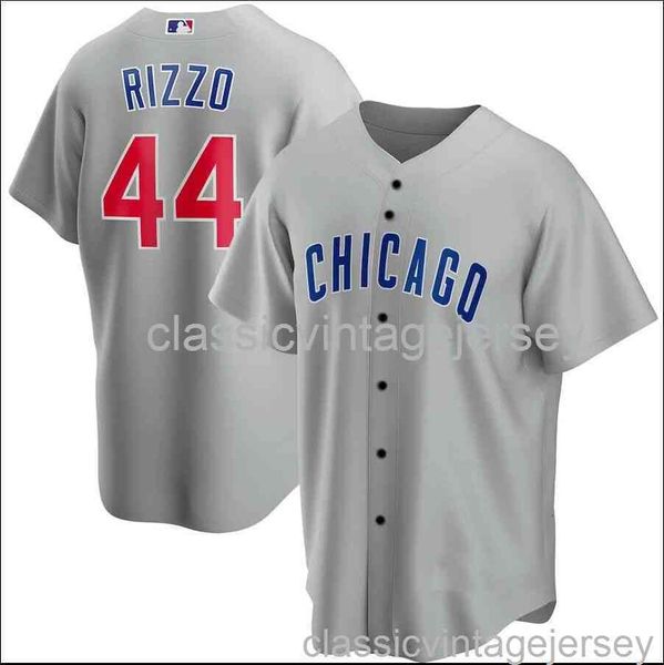 Anthony Rizzo # 44 Maglia da baseball grigia XS-6XL Maglia da baseball da uomo donna giovanile cucita