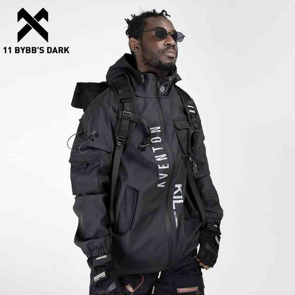 

11 bybb's dark multi pock men windbreaker 2020 hip hop streetwear outdoor techwear ets harajuku cargo coats, Black