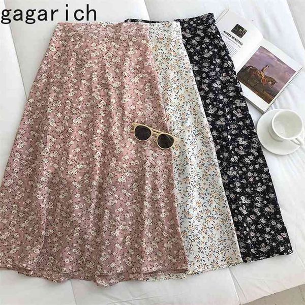 

gagarich woman skirt summer korean ins fashion temperament gentle vintage floral slim versatile high waist female skirt 210730, Black