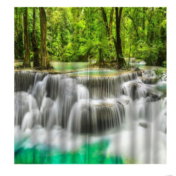 

modern custom green forest creek waterfalls art pos window curtains for living room bedroom blackout drapes decor curtain &