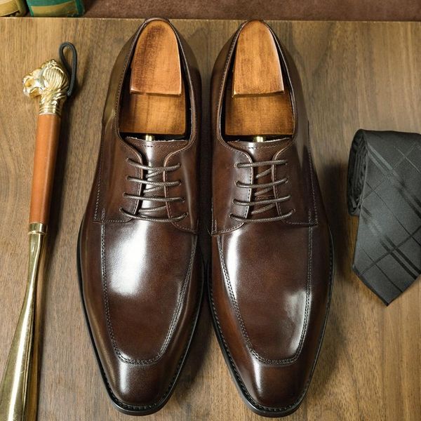 

dress shoes hanmce derby men wedding hand made genuine leather luxury, Black