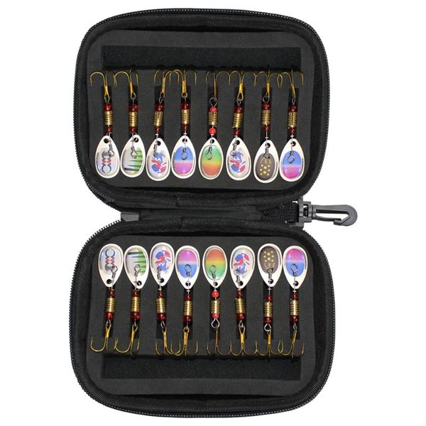 

fishing accessories 16pcs spoons lures metal baits set for trout bass casting spinner bait with storage bag pesca case