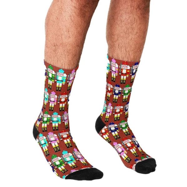 

men's socks 2021 funny christmas nutcracker pattern printed hip hop men happy cute boys street style crazy for, Black