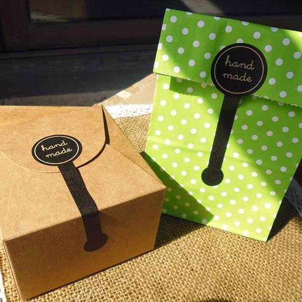

gift wrap 50pcs "hand made" black sealing sticker packaging label diy
