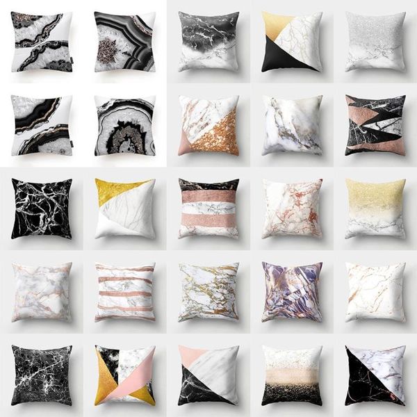 

45*45 cm marble texture printing peachskin pillow case sofa car bedroom seat soft cushion cover home decorative pillowcase