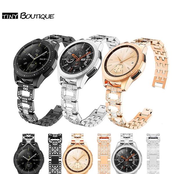 

watch bands women diamond band for samsung galaxy 46mm 42mm gear s3 s2 stainless steel strap huawei gt bracelet, Black;brown