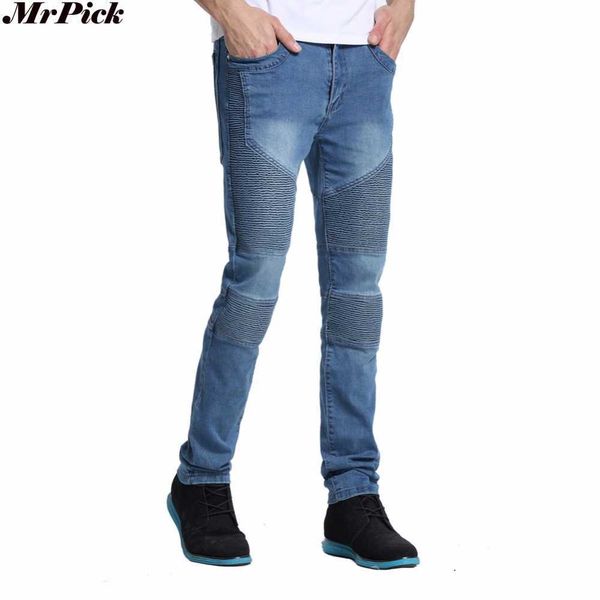 

men jeans men skinny strech biker jeans hiphop jeans for men y2038 x0621, Blue