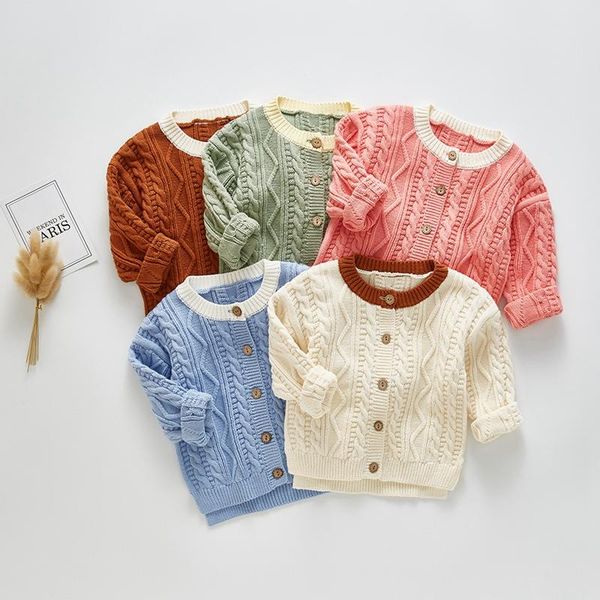 

baby kids boy girl sweater coat children woolen jacket winter warm in hand down jackets knit cardigan girls clothes pullover, Blue