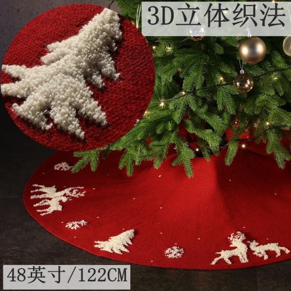 92 / 122cm vermelho de malha de malha flanela branca flanela bordada floco de neve de natal saia de natal saia de ornamentos de ano novo decorações de casa ferramenta